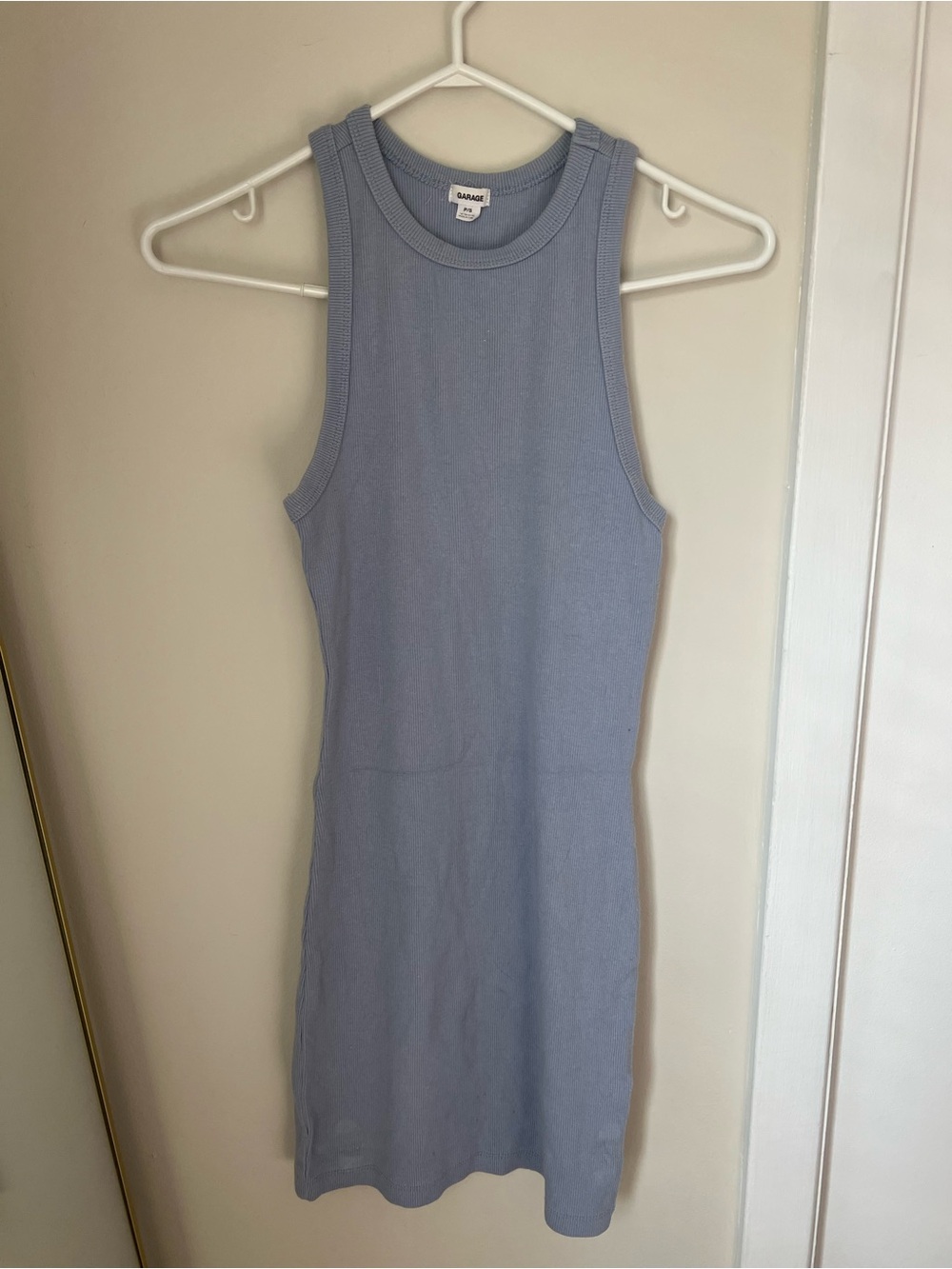 Garage Soft Blue Ribbed Midi Tank Dress